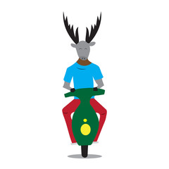 Hipster deer on a moped