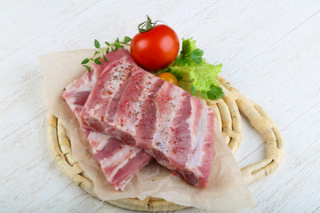 Raw pork ribs