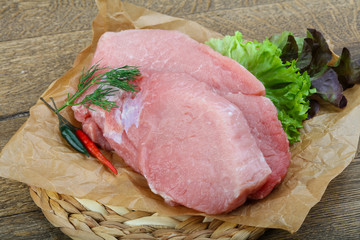 Raw pork steak