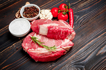 Uncooked organic shin of beef meat