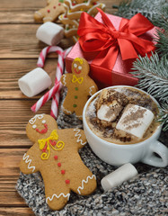 Hot chocolate and Christmas gingerbread men