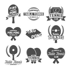 Set of  ping pong emblems, labels, badges and designed elements
