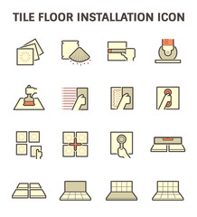 Tile floor installation and material vector icon set.