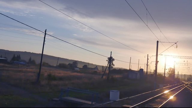 movement of trains on the TRANS-Siberian railway towards the sun