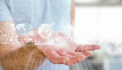 Fototapeta premium Businessman using digital graph interface