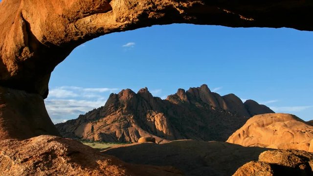 Landscape view of a massive granite arch, Spitzkoppe, Namibia, southern Africa