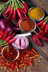 Peperoncino , aglio e cipolla 