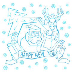 Santa Claus with Label for your design. Vector