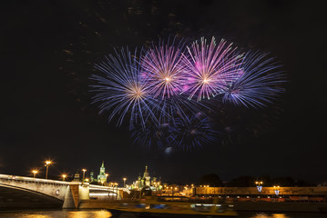 Fototapeta premium Salute in Moscow in celebration of the city day