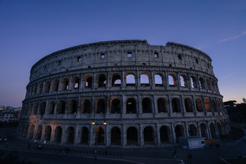 Fototapeta na wymiar View of Colosseum is an oval in the centre of the city of Rome,
