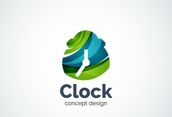 Fototapeta premium Clock logo template, time management business concept