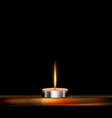 dark, burning candle and wood