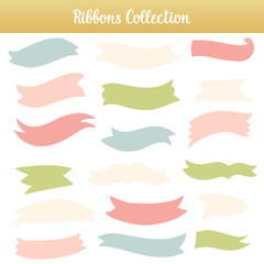 Vintage vector ribbons on white background