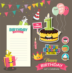 Birthday Anniversary with Funny Character & Birthday Party Template