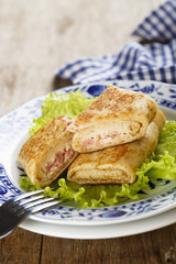 Pancakes with ham and cheese