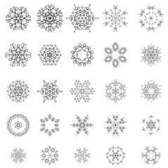 Round Geometric Ornaments Set Isolated on White Background