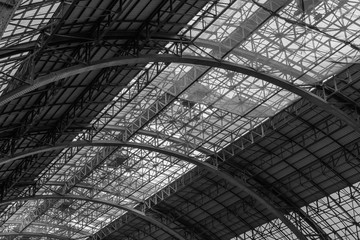 Metal construction abstract background. Structure of steel roof