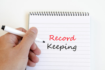 Record keeping text concept