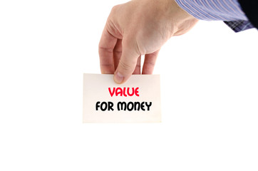Value for money text concept