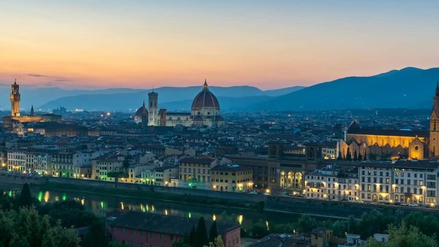 Day to night time lapse at Florence, Italy, 4K