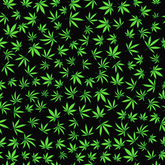 Background with floral pattern. Cannabis leaves. Vector illustration.
