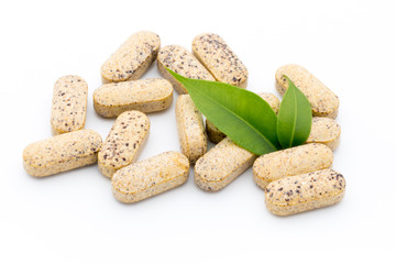 Alternative Medicine. Vitamin capsules. Homeopathic supplement.
