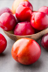 Fresh fruit on the gray background.