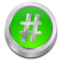 Hashtag Button - 3D illustration