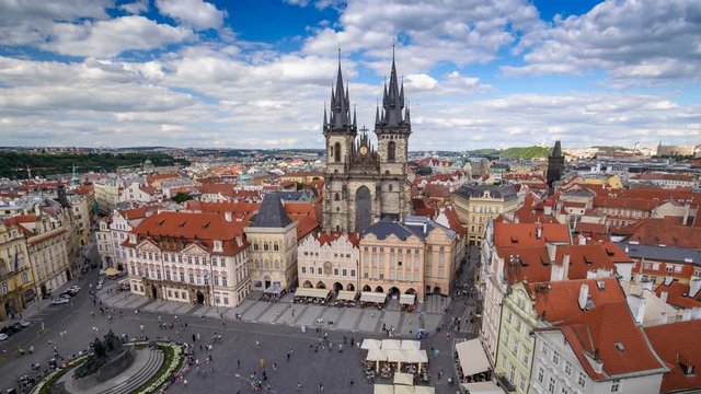 Old town square, Prague, Czech Republic, 4K Time lapse