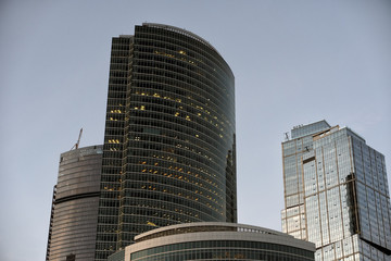 The skyscrapers of the Moscow International Business Center (Moscow-City) at the sunset. September 01, 2016. Moscow. Russia
