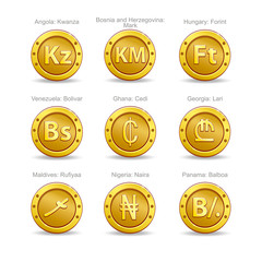 set coins symbol currency. 
