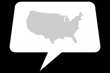 Speech Bubble: 3d Illustration of USA Map On A White Background