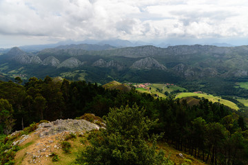 Fototapeta na wymiar By peaks in Europe Asturias, Spain