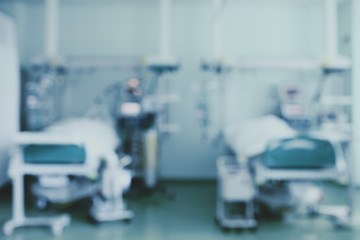 Two beds in intensive care unit, blurred background