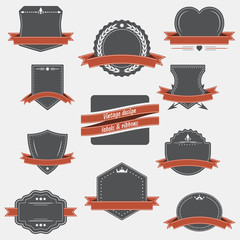 Retro style vector set design. Vintage labels, elements and ribbons.