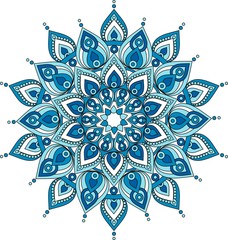 Naklejki  Ilustracja wektorowa ozdobny niebieski mandali