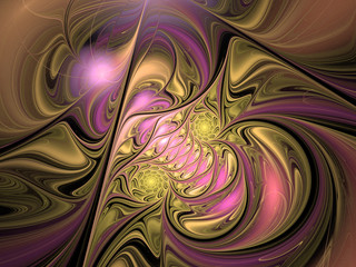 Abstract big space spider fractal yellow and purple