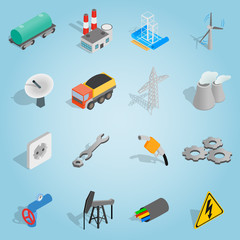 Isometric industrial icons set. Universal industrial icons to use for web and mobile UI, set of basic industrial elements vector illustration
