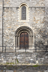 Old door into ancient castel in Dublin, Ireland