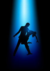 Silhouette illustration of a couple dancing
