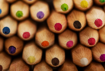 Colored pencil crayons isolated on a white background