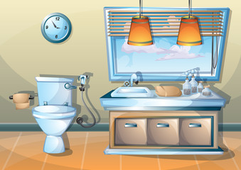 cartoon vector illustration interior bathroom with separated layers
