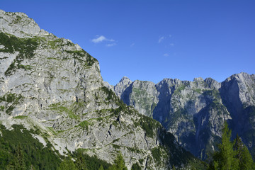 Fototapeta premium The alpine scenery along the Mangrt Road on Mangrt mountain, the third highest peak in Slovenia. The 12km road, built by the Italian army in 1938, is the highest road in Slovenia. 