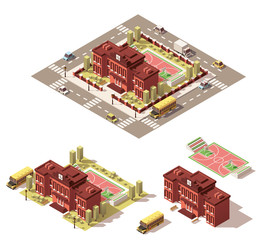 Vector isometric low poly school building icon