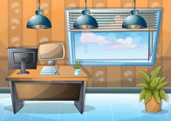 cartoon vector illustration interior office room with separated layers in 2d graphic