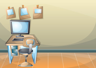 cartoon vector illustration interior office room with separated layers in 2d graphic