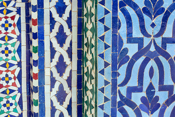 Close-up of different oriental mosaics from Morocco.