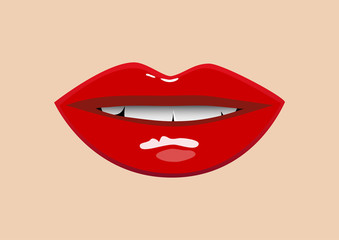 Open mouth. Red lips