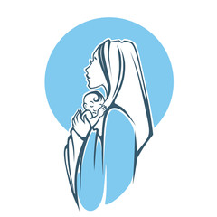 vector illustration of virgin Mary and her holly baby - 120393089