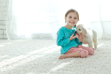 Child and dog 